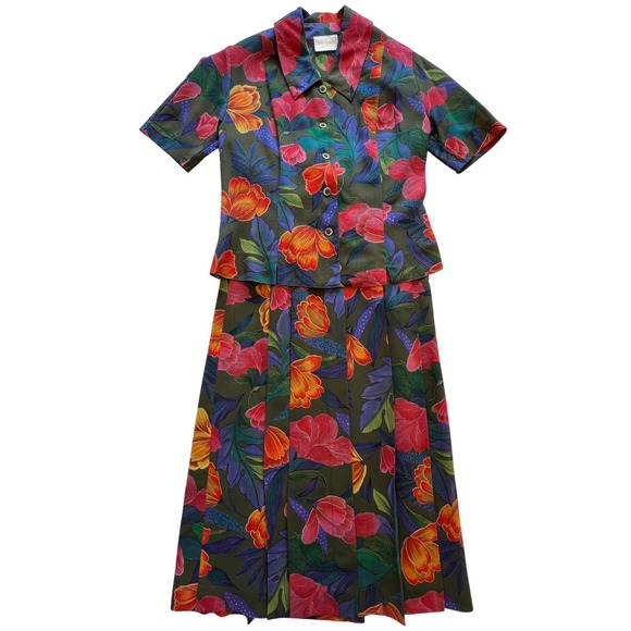 geiger Dresses & Skirts - Geiger Collections Vintage Pure New Wool Floral Skirt Set Made in Austria S/M